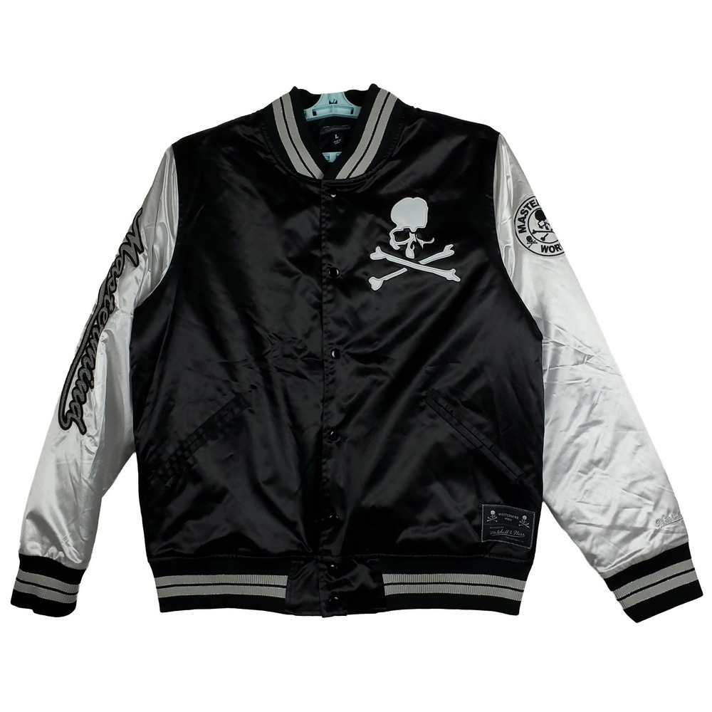 Mastermind World Mitchell & Ness Large Varsity Jacket Embroidery Logos Black New
